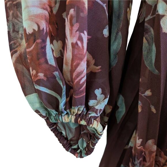 Keepsake The Label Unravel Midi Dress in Chocolate Lily Floral, Size 8 - Picture 8 of 13